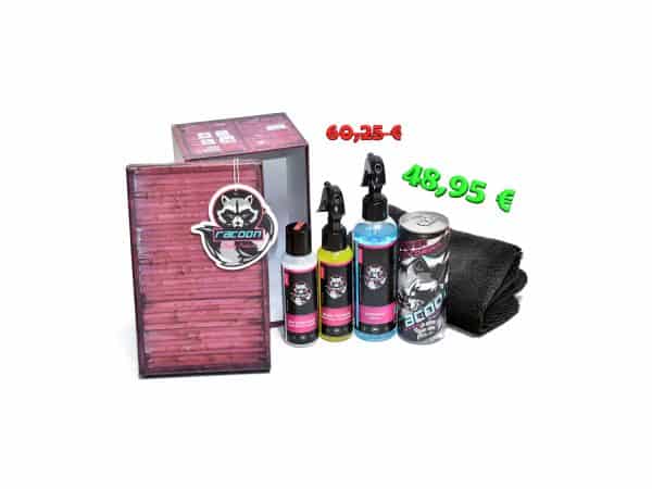 darčeková krabička so setom produktov pre dokonale čisté a chránené disky kolies automobilu Nano wheel shield set Racoon Cleaning Products