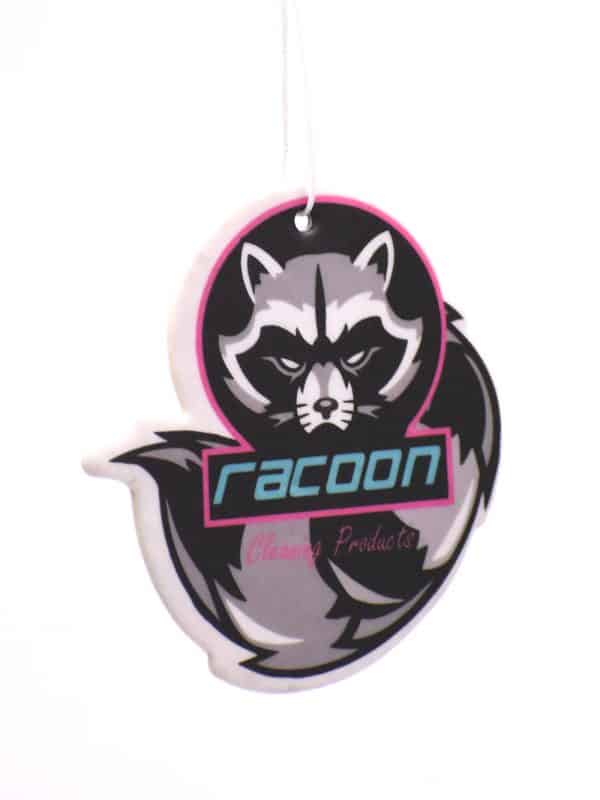 Zavesná vôňa v tvare a farbách loga Racoon Cleaning Products